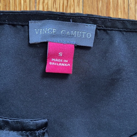Vince Camuto Black Bohemian Satin Blouse Sz S EUC - Picture 6 of 9